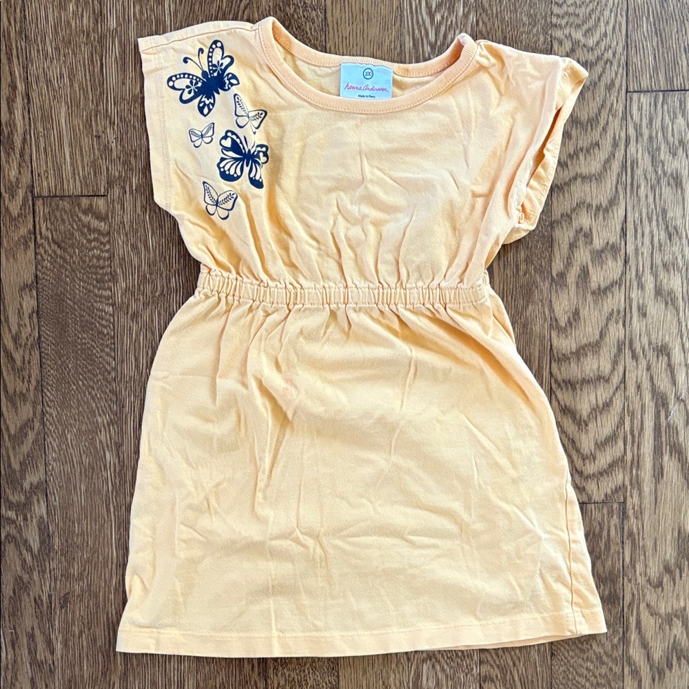Hanna Andersson yellow butterfly dress 100cm